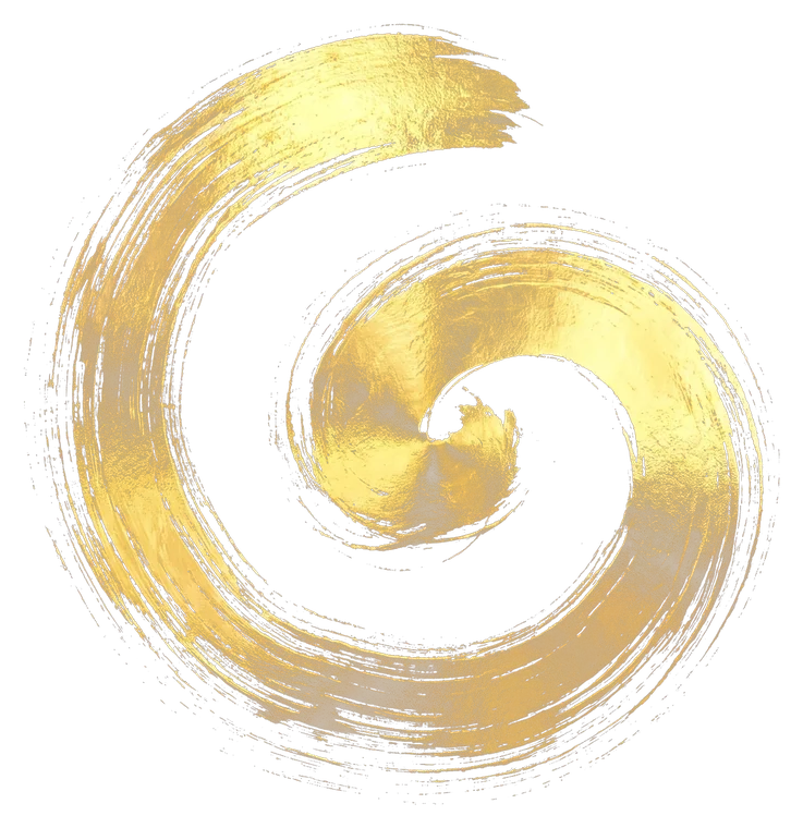 Buga Sphere symbol 14, rendered in gold Japanese brush calligraphy
