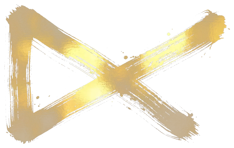 Buga Sphere symbol 24, rendered in gold Japanese brush calligraphy