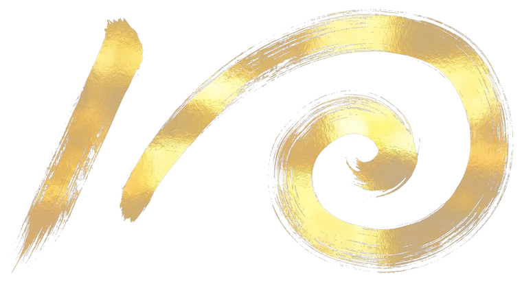Buga Sphere symbol 28, rendered in gold Japanese brush calligraphy