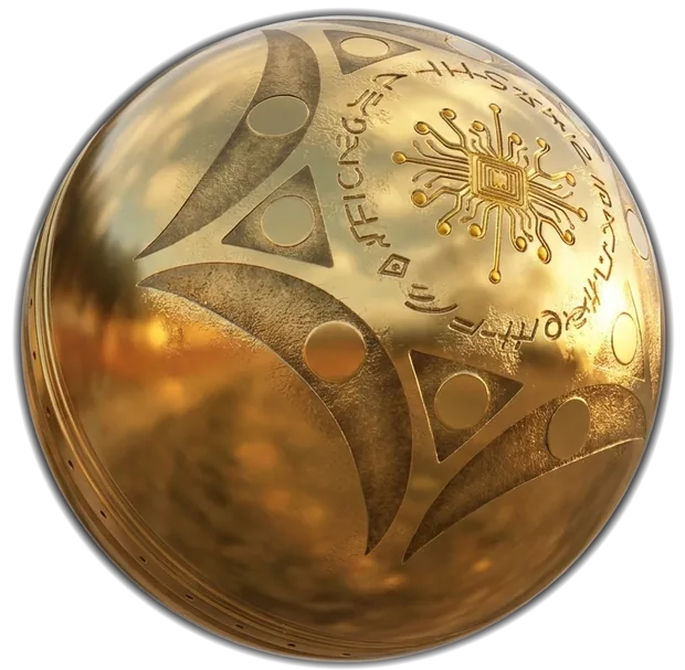 The sphere lit warmly from one side