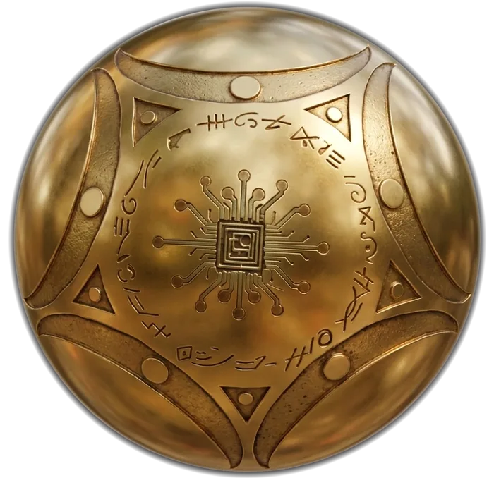 The engraved ring of marks running around one pole of the sphere